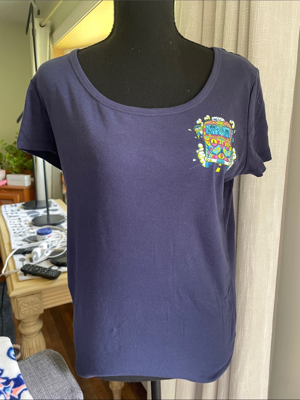 Architect Navy Short Sleeve Tee with Colorful Bus Graphic